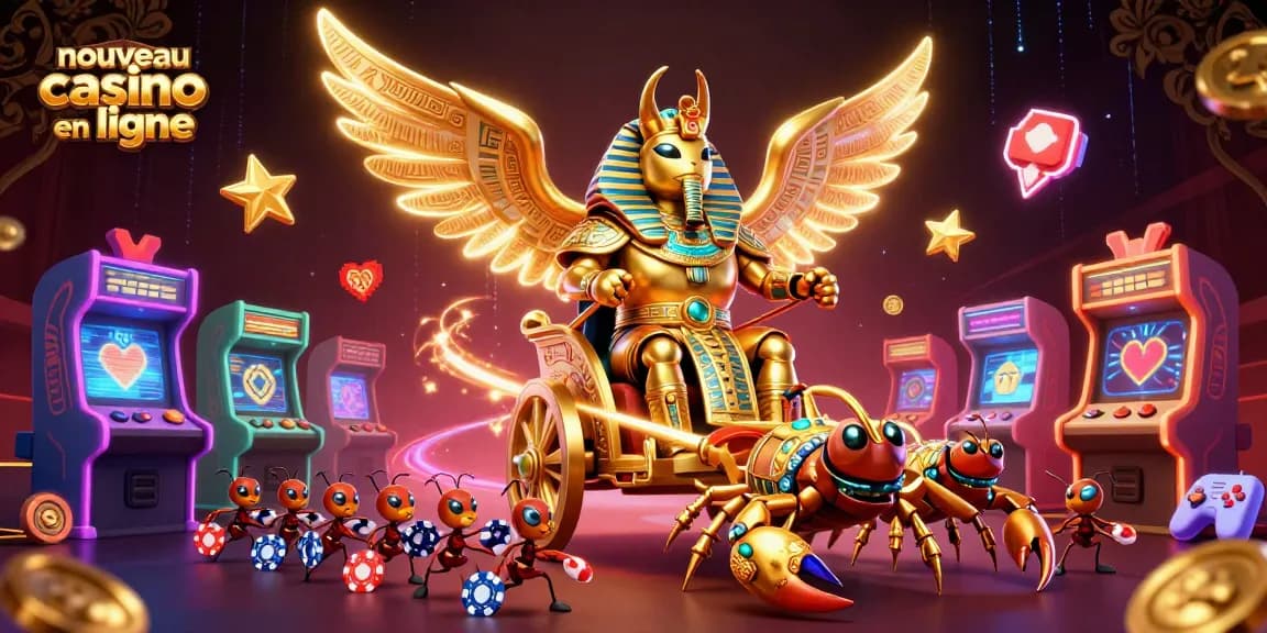 Jouez au nouveau casino en ligne avec des personnages de jeu colorés et des éléments de casino captivants.
