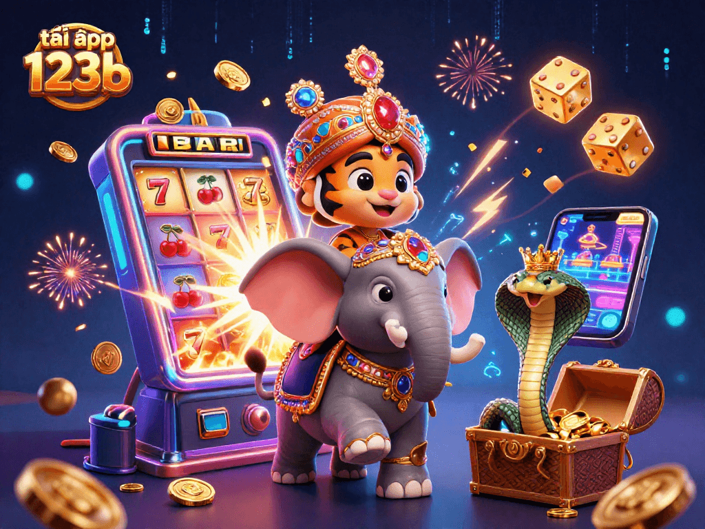 Engage with tải app 123b in a vibrant 3D scene of jackpot excitement and casino magic.