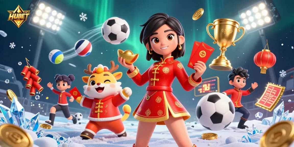 Experience top betting action with HUBET, featuring vibrant Lunar New Year celebrations and dynamic sports elements.