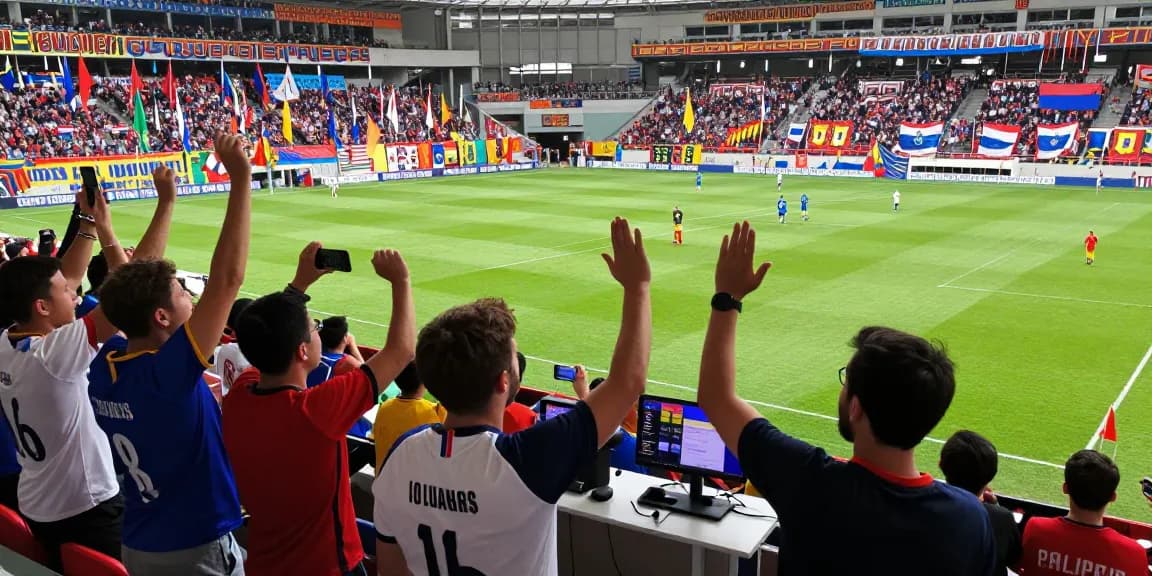 Fans enjoying koora live match in a vibrant stadium atmosphere.