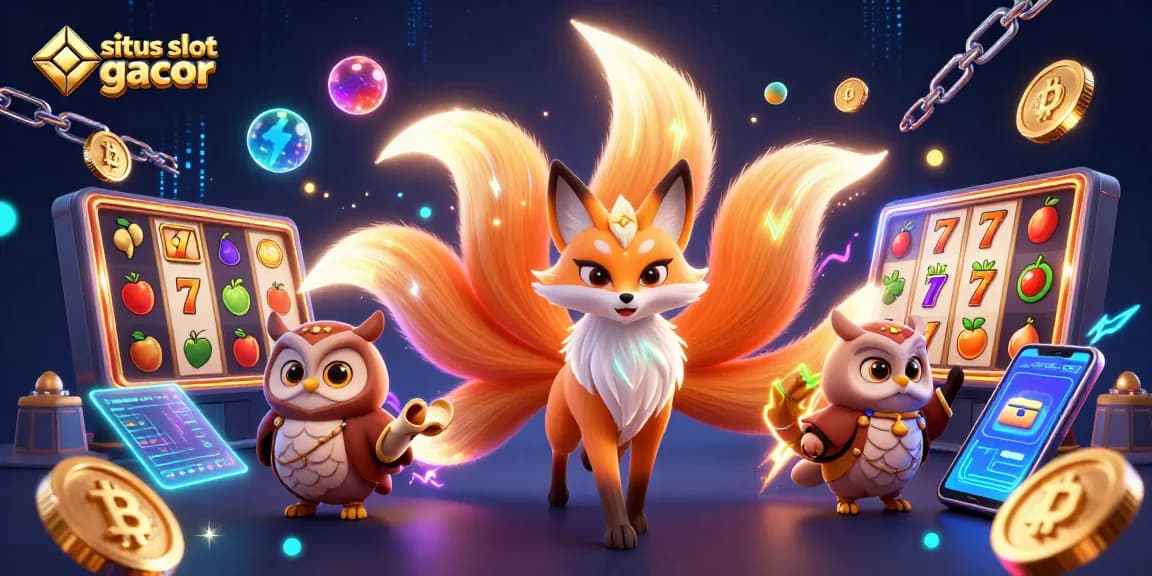 Permainan situs slot gacor dengan elemen slot dan simbol keberuntungan yang menyala.