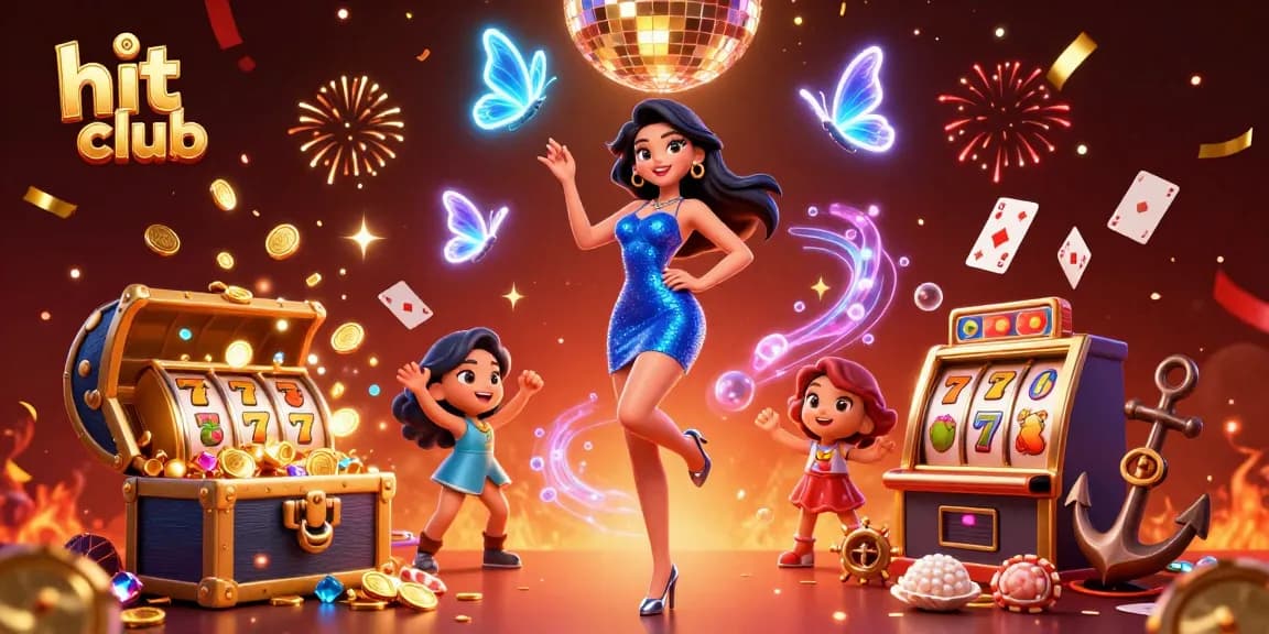 Experience the thrill at hit club with vibrant slot action amidst gold coins and neon butterflies.
