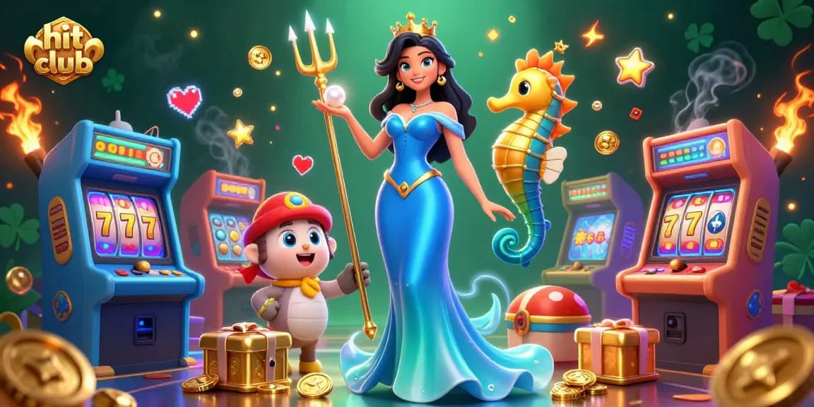 Join the excitement at Hit Club with vibrant gaming and underwater treasure in this dynamic scene.