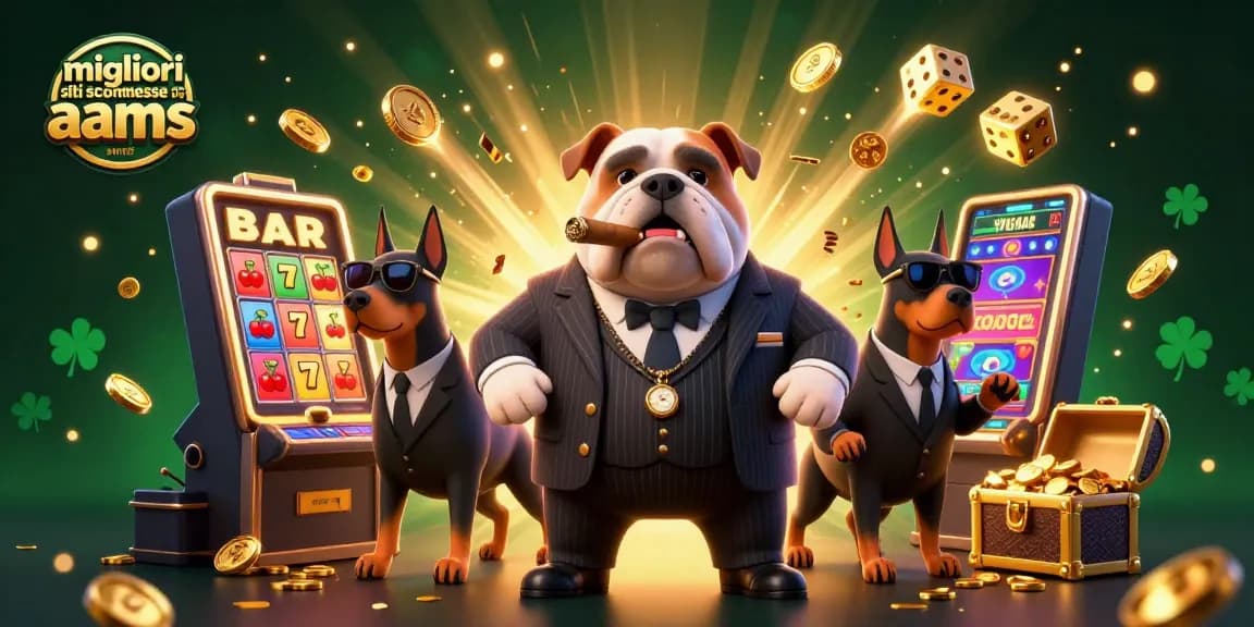 I migliori siti scommesse non AAMS in un'illustrazione 3D vibrante sul gioco e fortuna.
