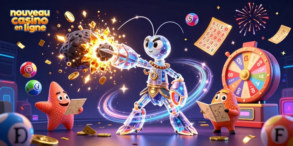 Découvrez le nouveau casino en ligne grâce à une illustration vibrant d'énergie, mettant en avant des gains excitants.