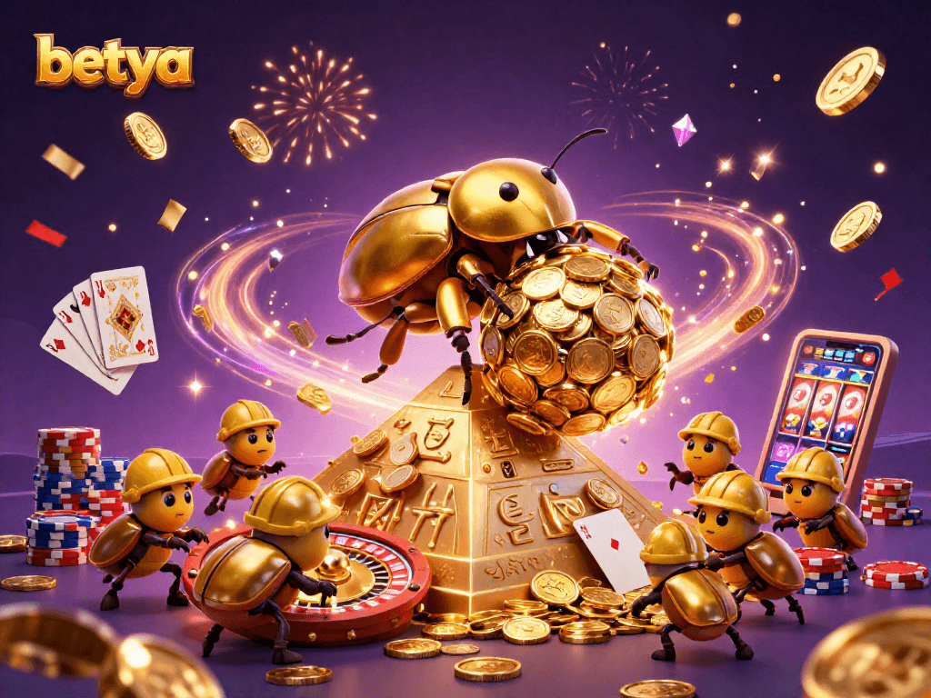 Experience dynamic betting action with betya’s golden beetles and casino symbols.