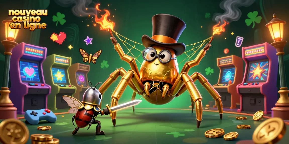 Profitez de l'animation captivante d'un nouveau casino en ligne avec une scène dynamique et colorée.