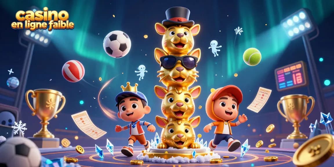 Casino en ligne fiable : jeu dynamique et amusant avec un totem en or et des ballons de sport.