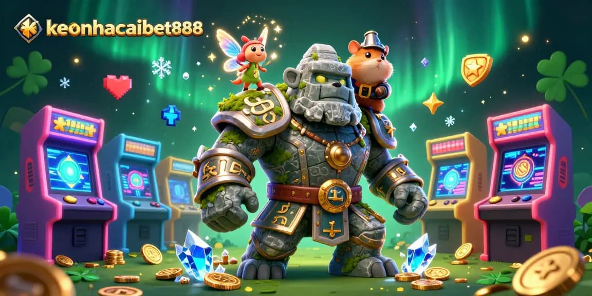 Engage in thrilling gameplay with keonhacaibet888 amidst vibrant 3D casino elements and a magical adventure.