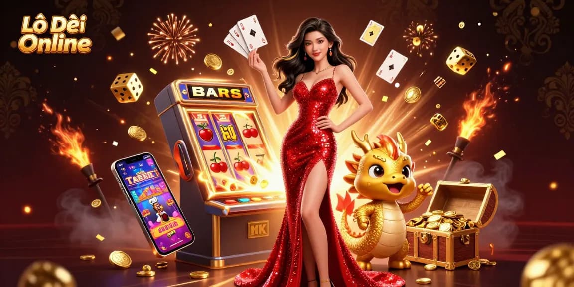 Experience the excitement of Lô Đề Online with a stunning 3D illustration showcasing vibrant casino elements.