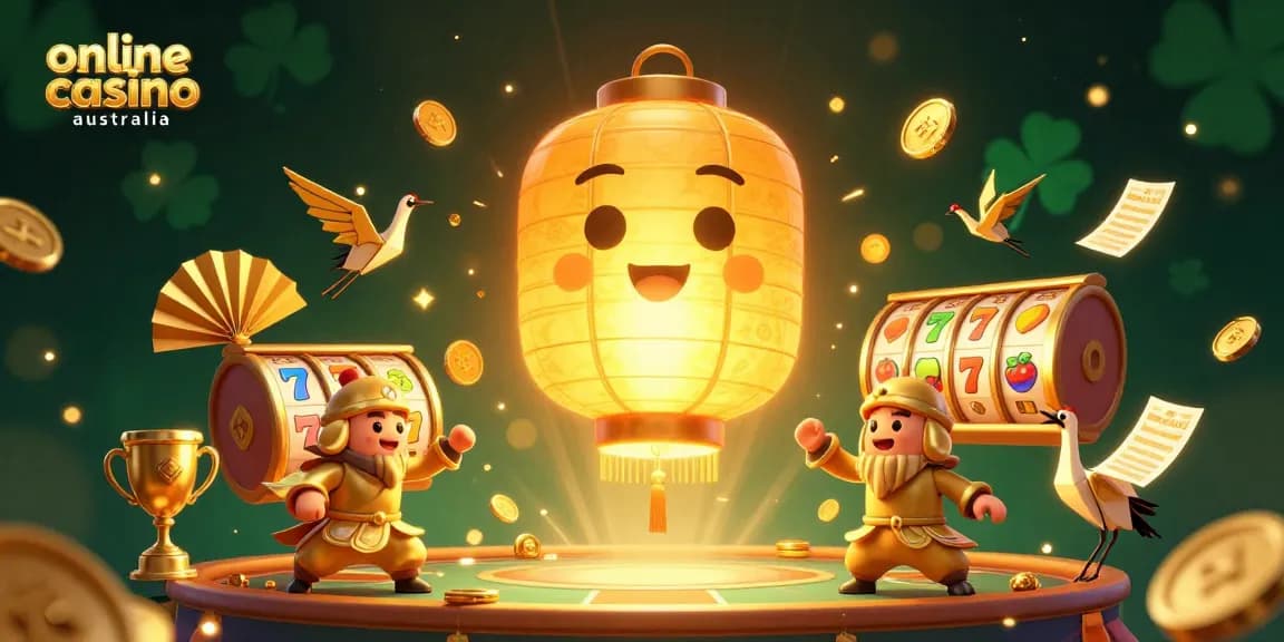 Engaging scene showcasing "online casino australia" with magical elements and dynamic slot reels.