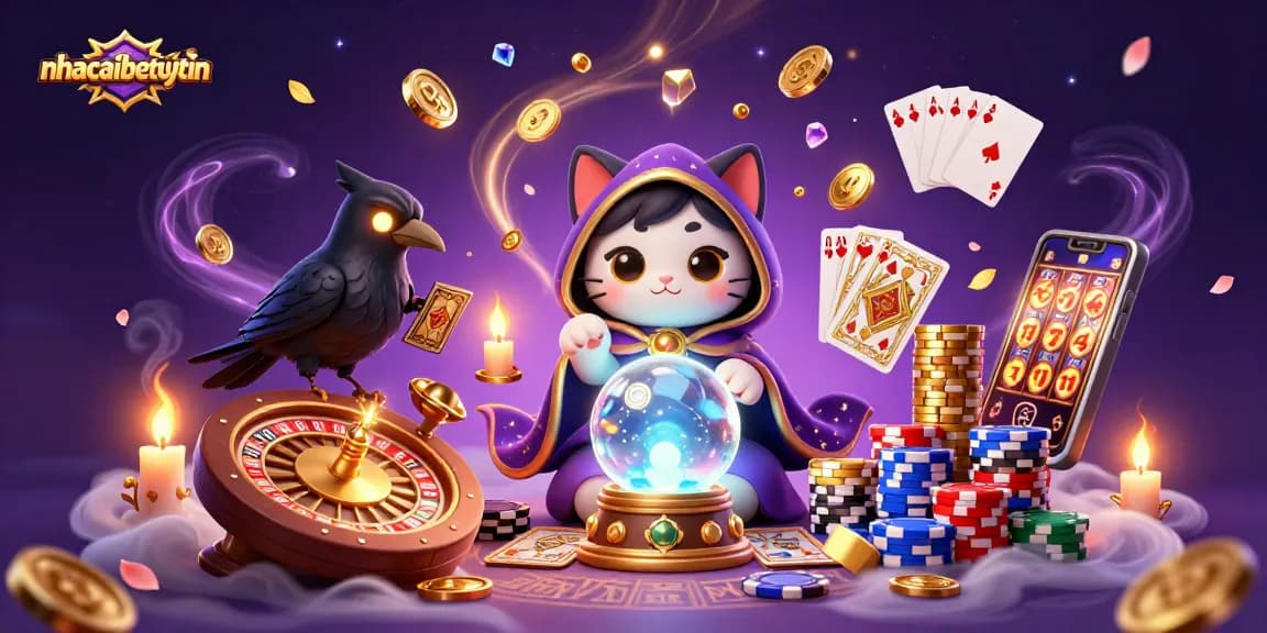 Experience casino magic with nhacaibetuytin's vibrant 3D mystic scene filled with fortune and games.