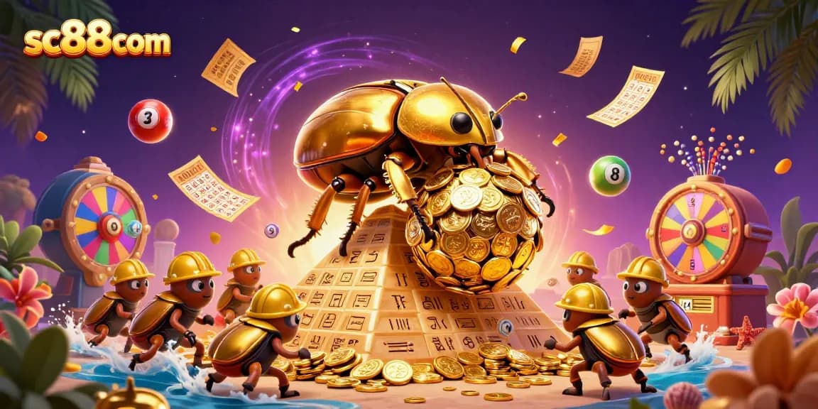 Engage with sc88com's dynamic casino experience, featuring vibrant lottery elements and golden treasures.