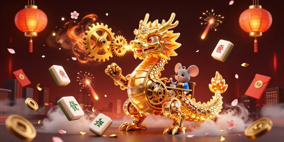 Win with au88 in this vibrant 3D casino illustration featuring a glowing golden dragon and exciting game elements.
