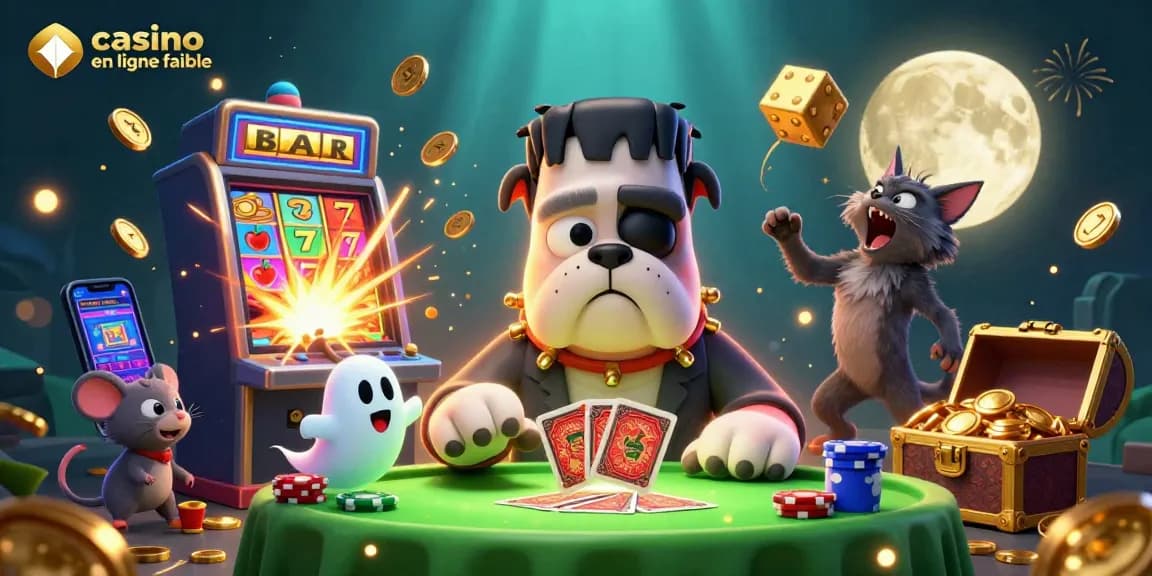 Vivez l'excitation d'un casino en ligne fiable avec un bulldog Frankenstein et une ambiance de jeux extravagante.