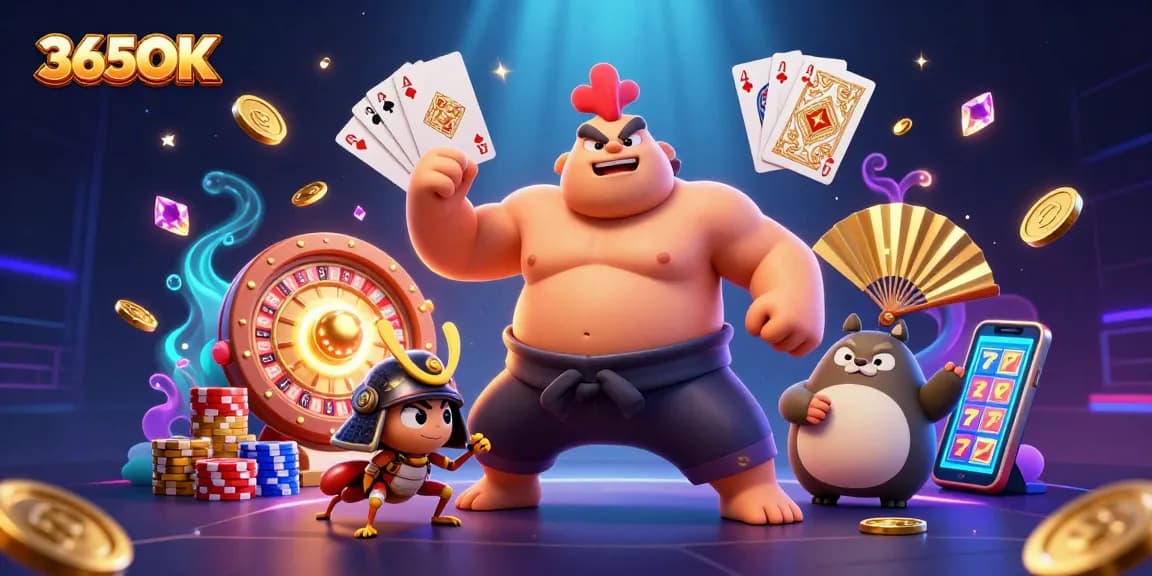 Engage in exciting gameplay with 365OK, featuring unique casino characters and vibrant game elements.