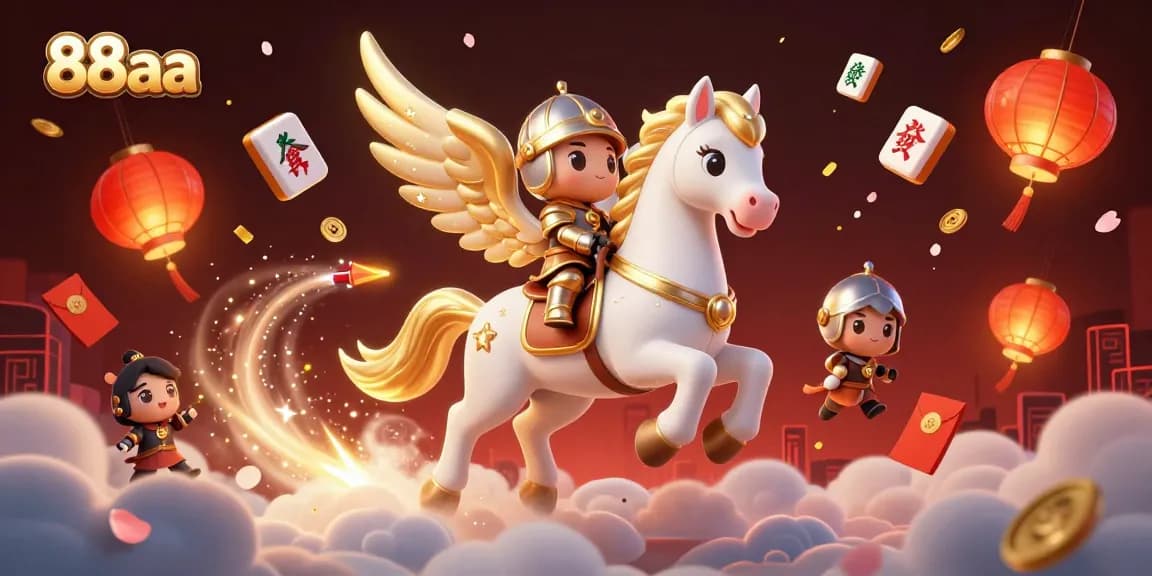 Experience thrilling bets with 88aa's 3D illustration showcasing a whimsical knight on a magical horse.