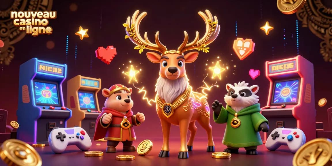 Découvrez un nouveau casino en ligne avec un druide celtique et un blaireau, entourés de machines à sous.