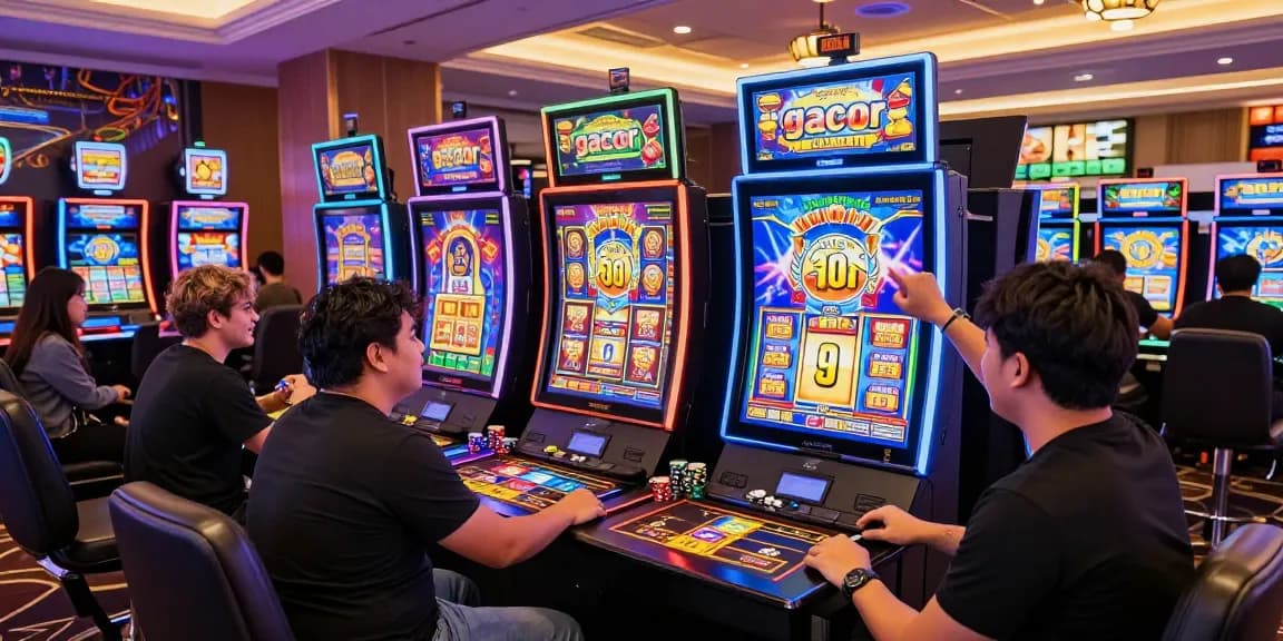 Engaging players at a vibrant casino showcasing gacor slot machines and exciting wins.