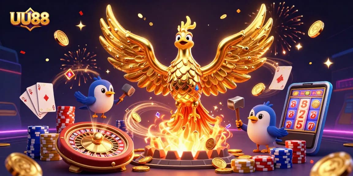 Experience the engaging world of UU88 with thrilling golden phoenix and dynamic casino elements.