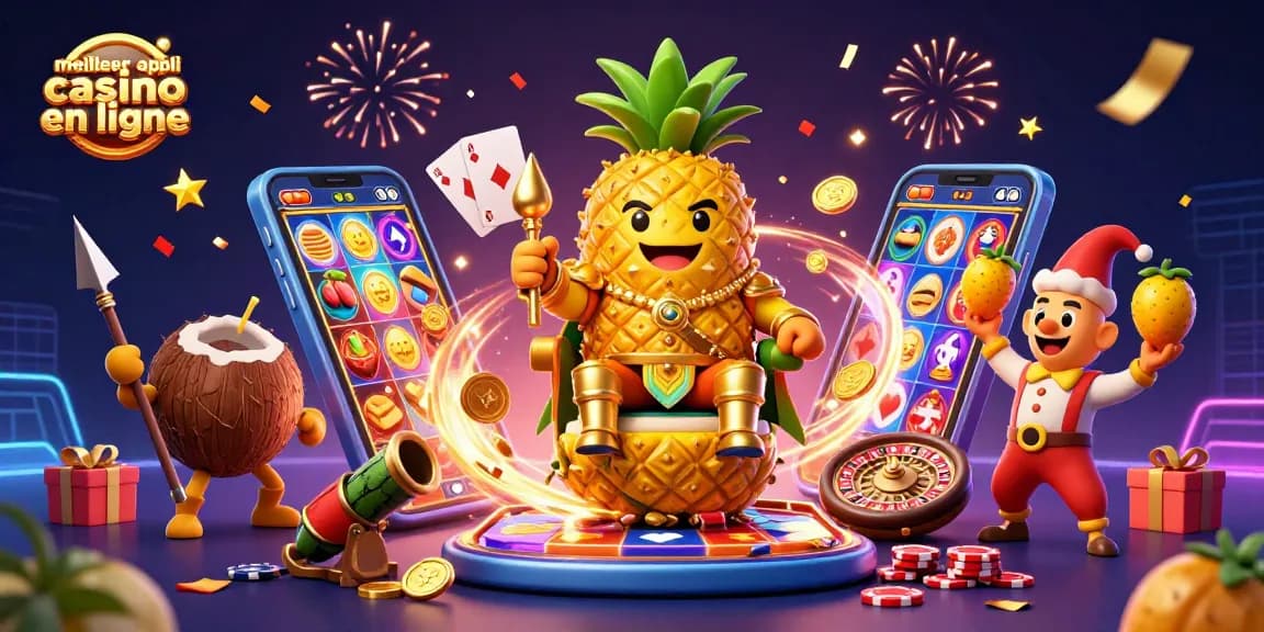 Profitez de l'expérience ultime avec la meilleur appli casino en ligne, où des personnages ludiques vous entourent dans un monde de jeux captivants.