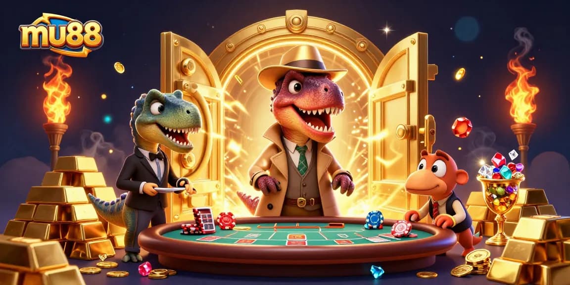 mu88 players experience thrilling blackjack action with a cartoon velociraptor card counter