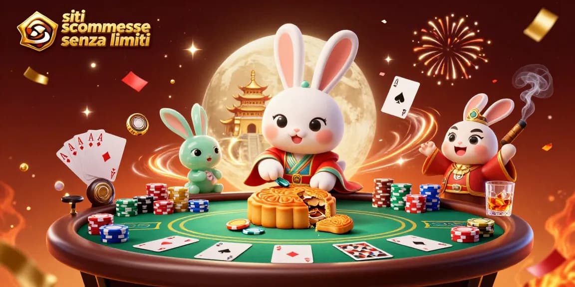 Scopri i siti scommesse senza limiti con il coniglio della luna che gioca a poker tra effetti festivi e ambientazione lunare.
