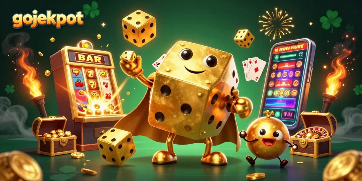 Experience thrilling wins with gojekpot's vibrant casino scene showcasing golden dice and excitement.