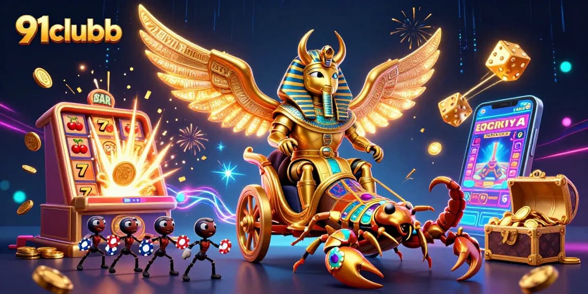 Experience thrilling gaming with 91clubb’s vibrant chariot scene and exhilarating casino elements.