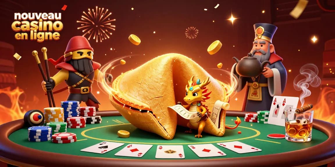Jouez aux nouveaux casinos en ligne avec des symboles gagnants et un dragon sage au cœur de l'illustration.