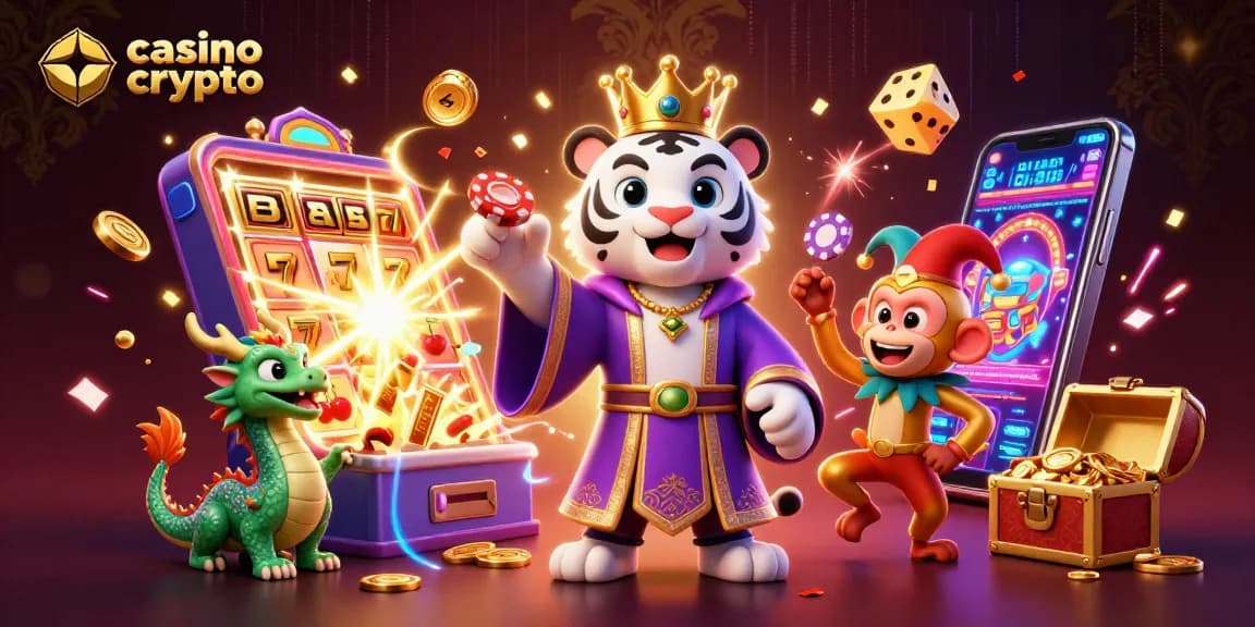 Profitez des jeux de casino crypto avec un tigre élégant et des éléments vibrants