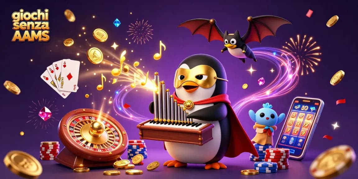 I giochi senza AAMS offrono esperienze dinamiche con pinguini e monete d'oro che volano ovunque.