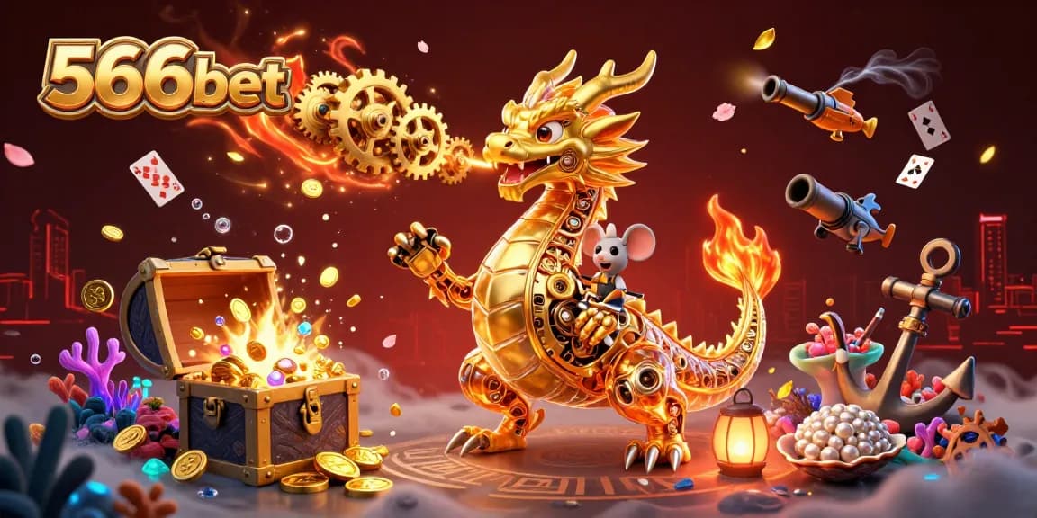 Join the excitement of 566bet with a golden dragon scene showcasing thrilling gambling elements.