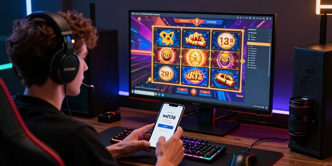 Experience the excitement of online gaming with wd138 login, showcasing vibrant slot games in a modern setup.