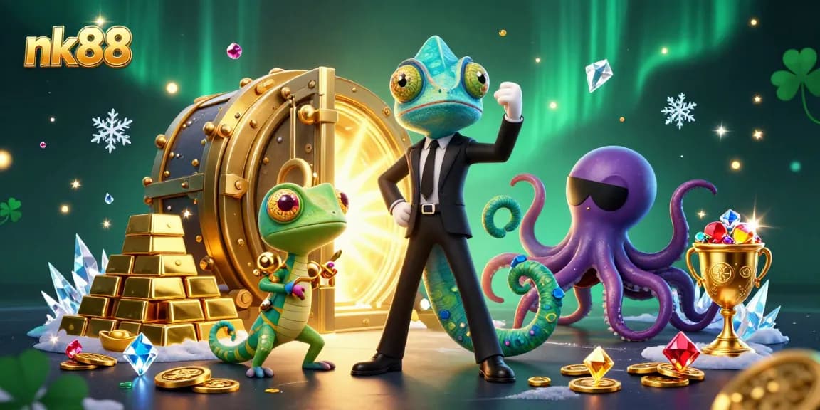 Join the thrilling adventure of nk88 with vibrant characters and rich casino elements.