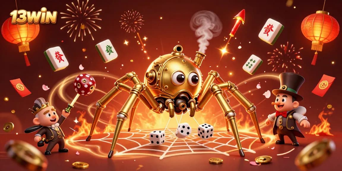 Catch dazzling rewards at 13WIN with a vibrant scene filled with steampunk elements and casino action.