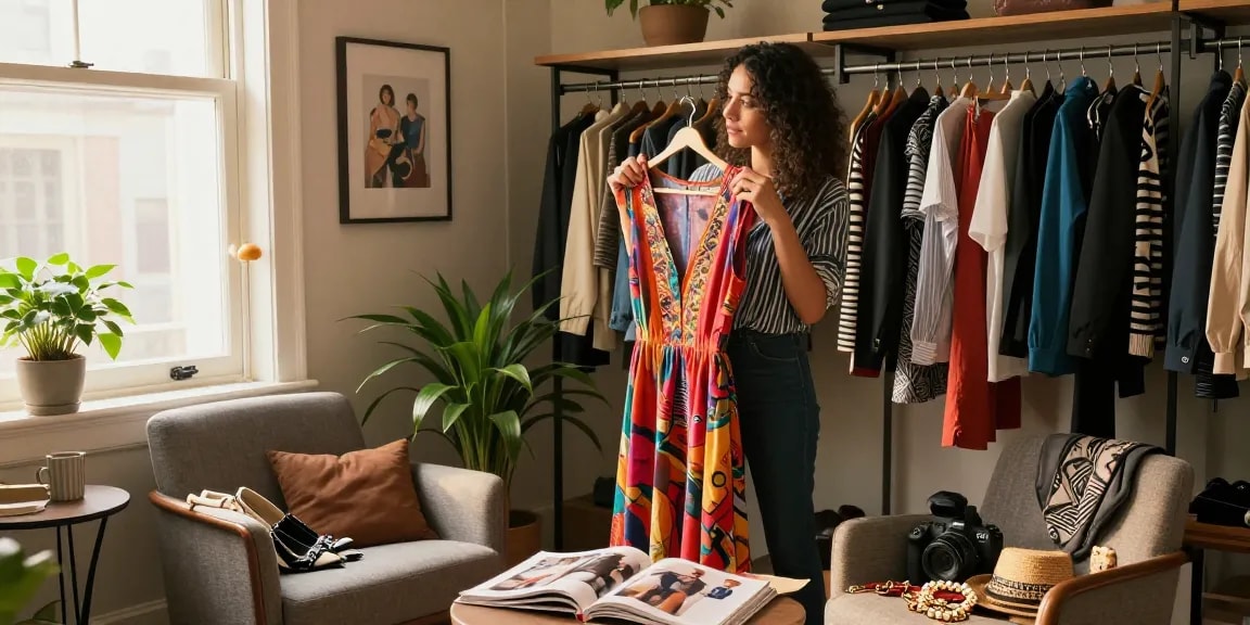 Consulente di Personal shopping che aiuta a scegliere l'outfit perfetto.