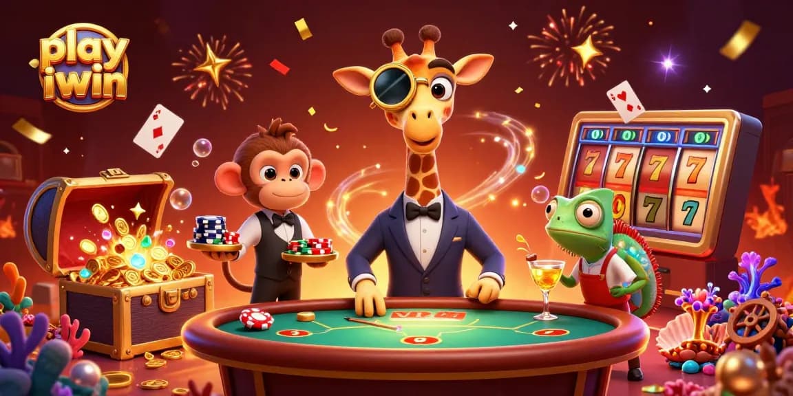 Play iwin with a high-roller giraffe at a VIP poker table amid exciting casino elements.