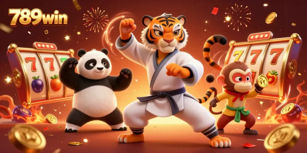 Engage in thrilling gameplay at 789win with an exciting 3D cartoon casino scene.