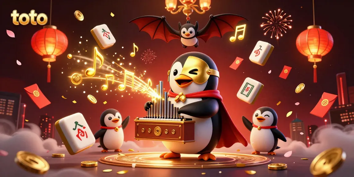 Menggairahkan permainan toto dengan penguin opera yang mengeluarkan koin emas dari organ pipa.