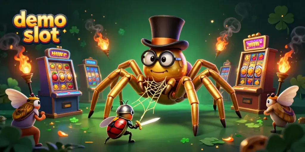 Mainkan demo slot dengan arachnid megah dan ksatria kecil di dunia kasino yang berkilauan.