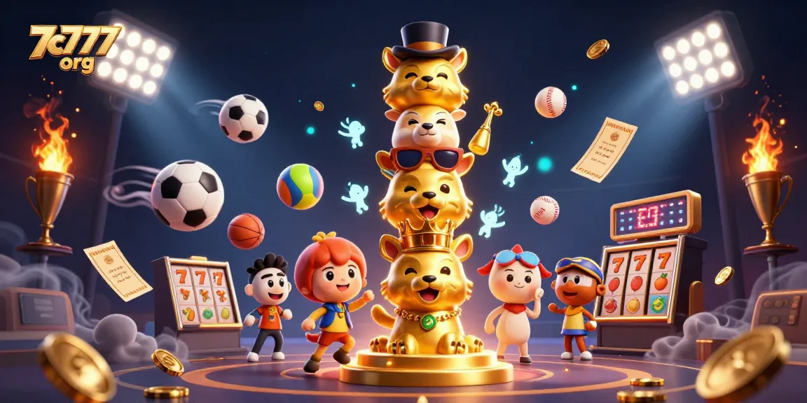 Engage in thrilling gameplay at 7c777 org with vibrant sports elements and a dazzling totem illustration.