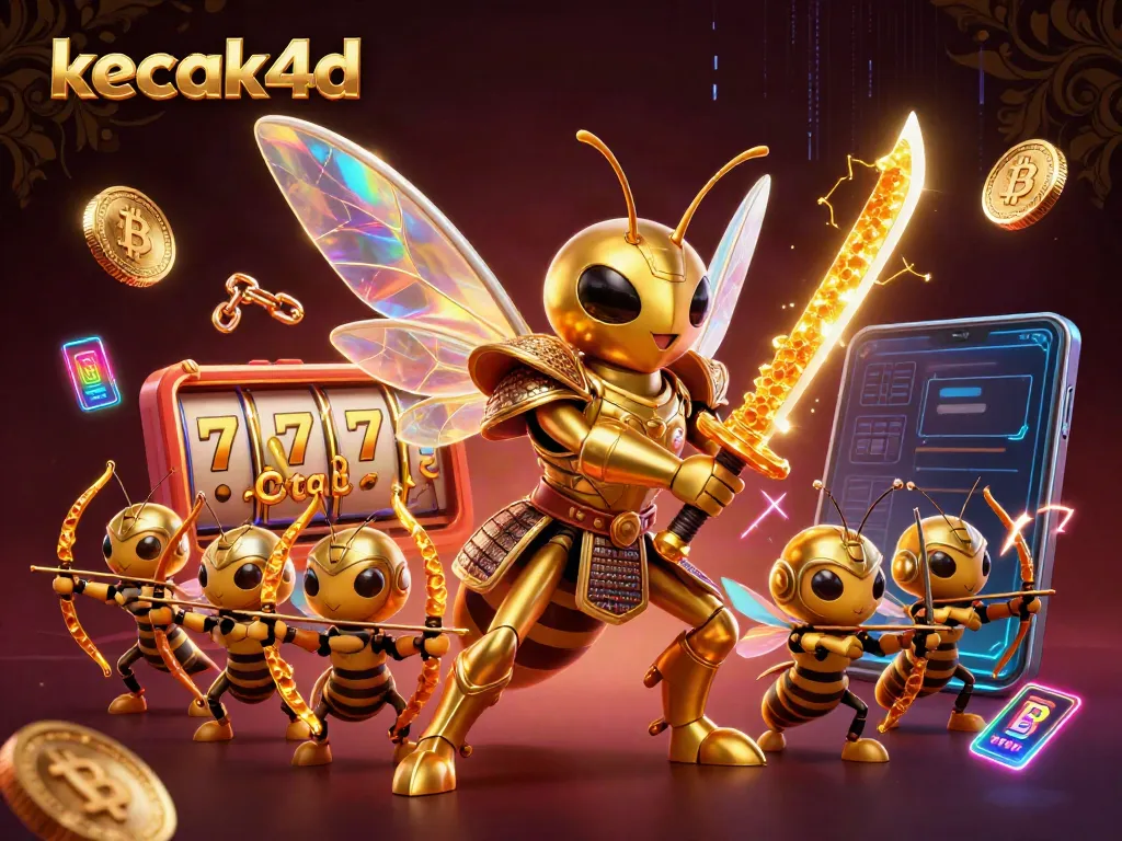 Experience the thrill of kecak4d slot games with our dynamic 3D samurai hornet and vibrant casino elements.