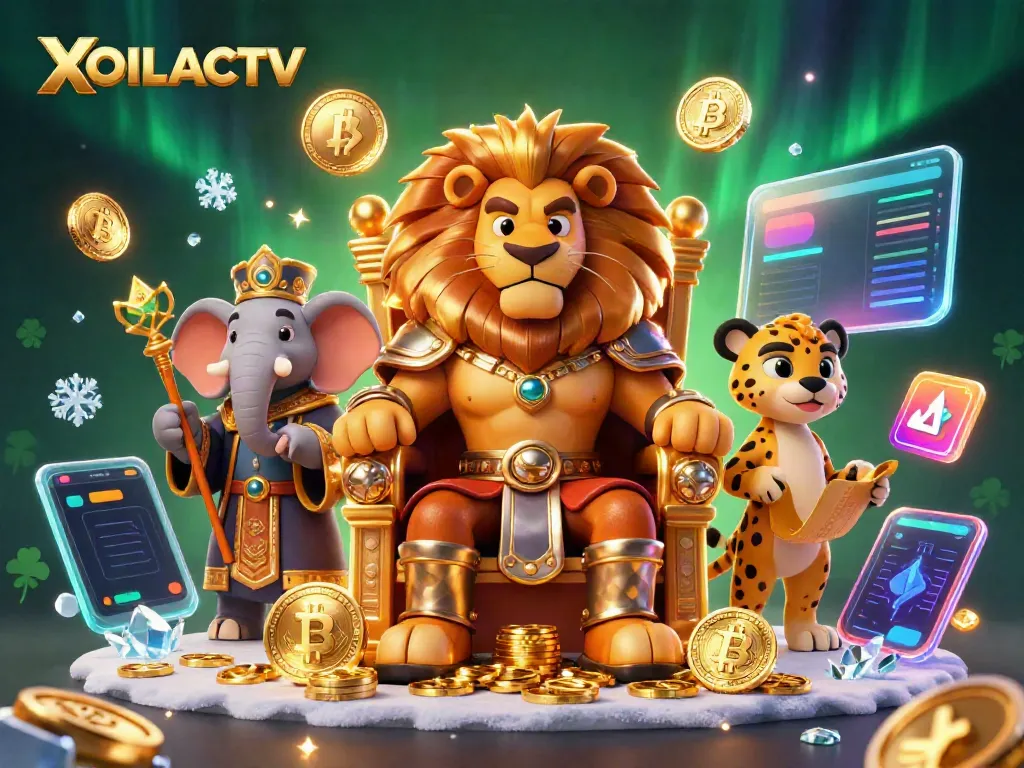Interact with the vibrant elements at XOILACTV, led by a fierce lion king in a royal scene.