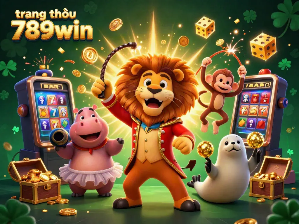 Experience the excitement of gaming at trang chủ 789win with vibrant casino characters and colorful slot machine action.