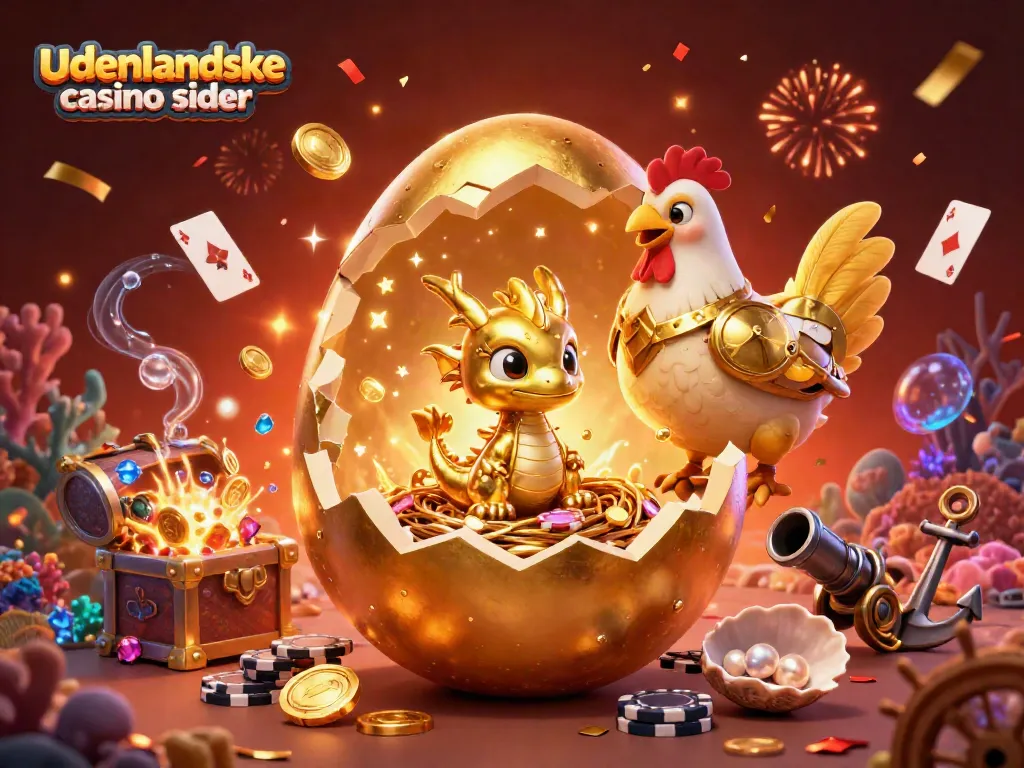 Immerse in excitement with udenlandske casino sider showcasing a golden baby dragon in a vibrant casino setting.