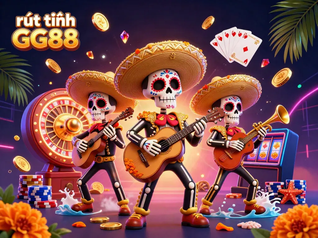 Experience excitement with rút tiền GG88 as vibrant 3D characters celebrate wins in a colorful casino setting.