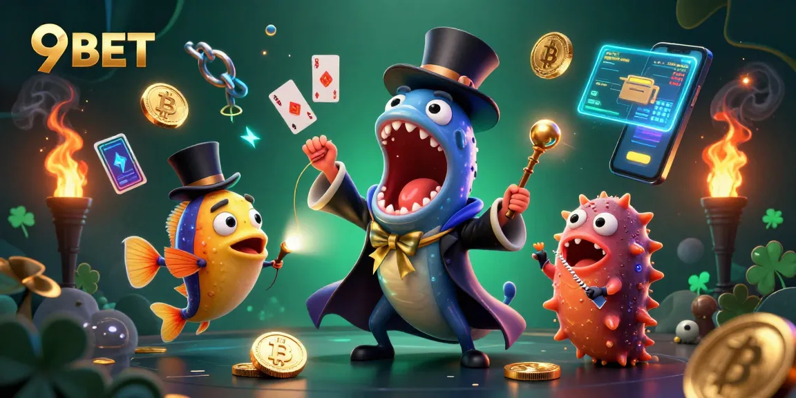 Experience thrilling gameplay at 9BET with dynamic casino characters and crypto elements in action.