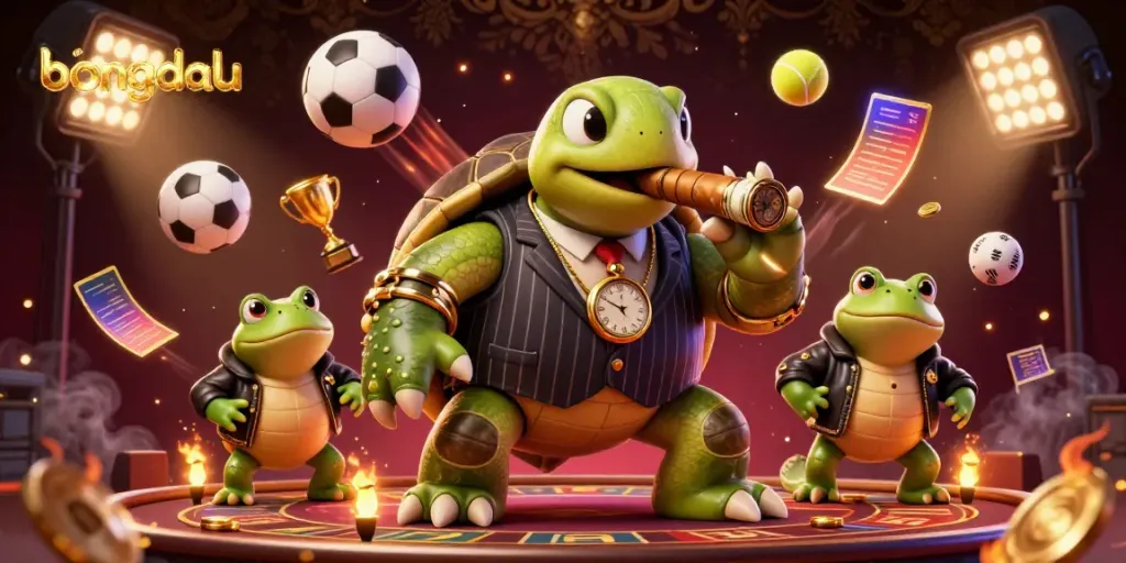 Bongdalu captures the thrill of sports betting with an engaging 3D illustration showcasing dynamic sports elements and characters.