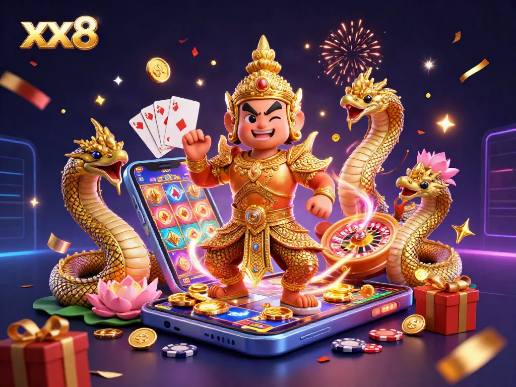 Spin to win with the vibrant xx 8 slot game and captivating golden characters!